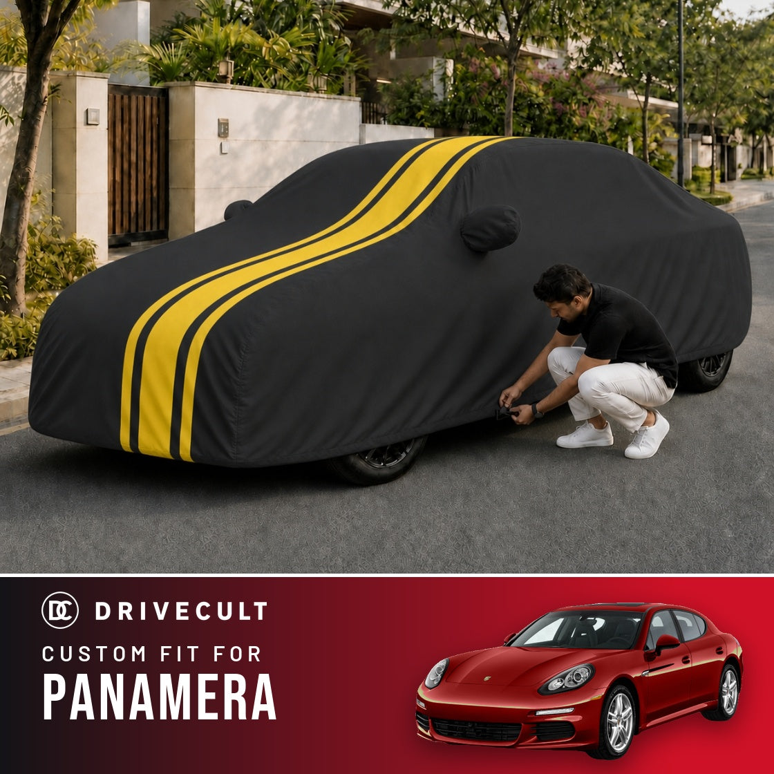 Porsche Panamera DriveCult Blaze custom-fit waterproof car body cover