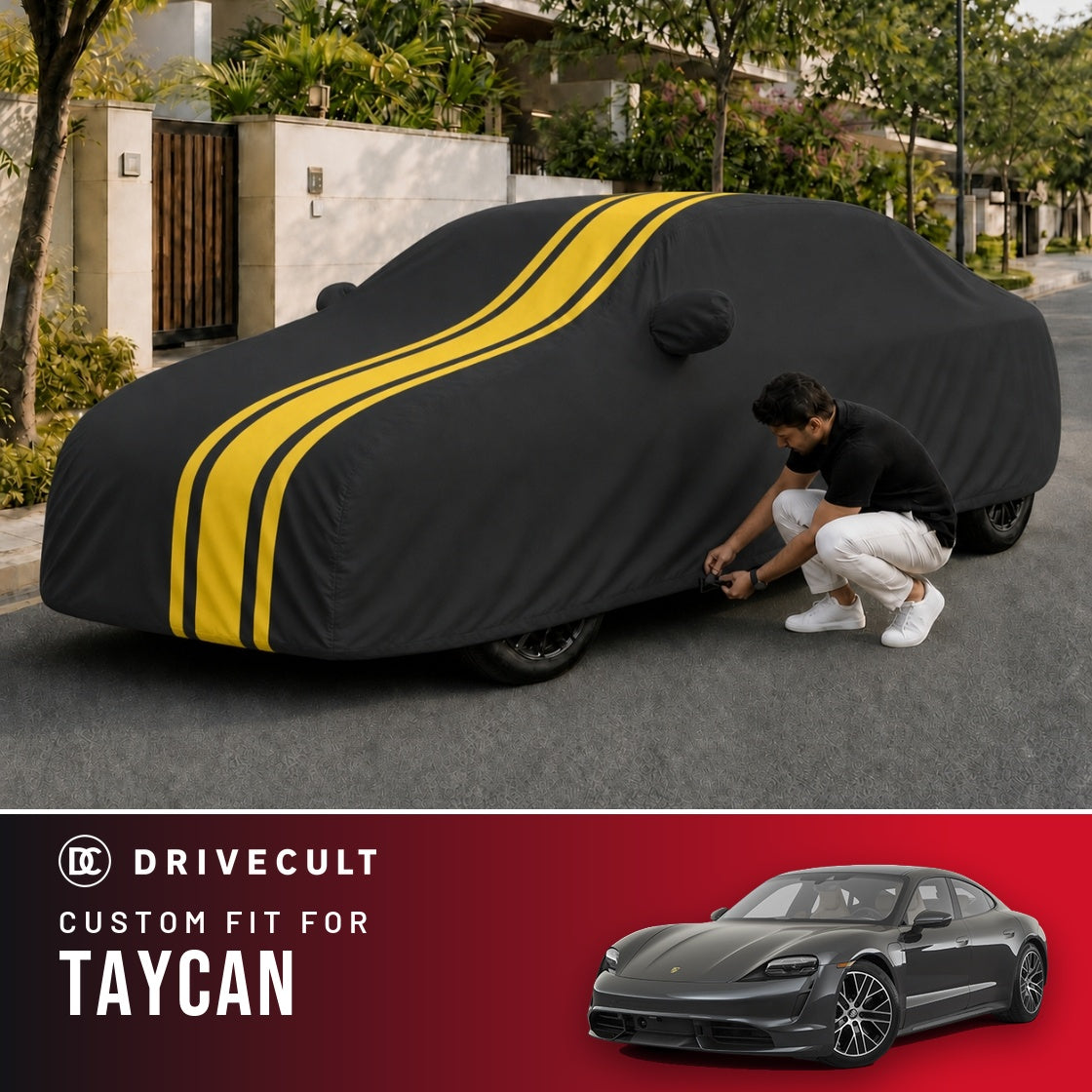 Porsche Taycan DriveCult Blaze custom-fit waterproof car body cover