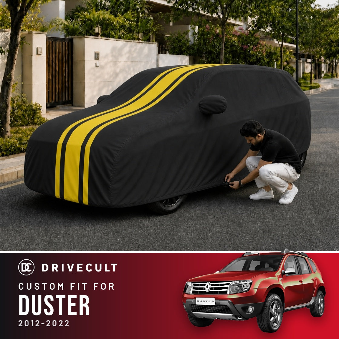 Renault Duster 2012-2022 DriveCult Blaze custom-fit waterproof car body cover