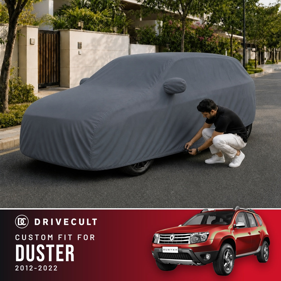 Renault Duster 2012-2022 DriveCult Titan custom-fit waterproof car body cover