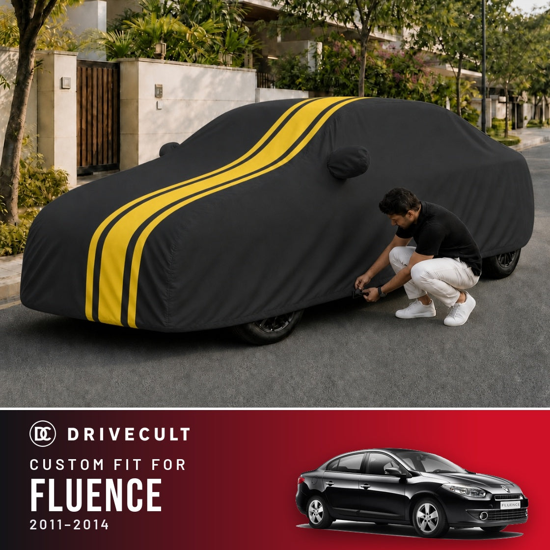 Renault Fluence 2011-2014 DriveCult Blaze custom-fit waterproof car body cover