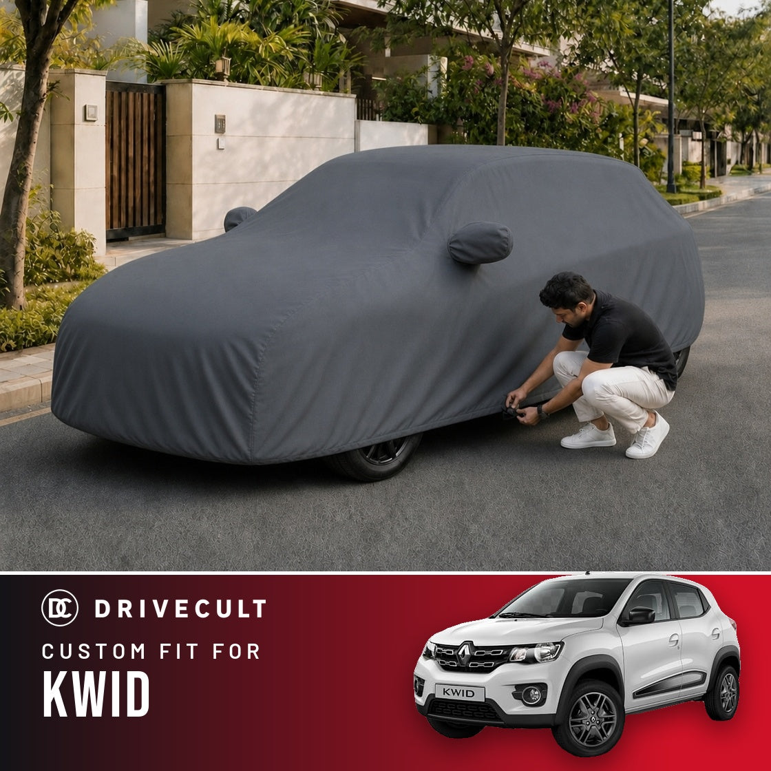 Renault Kwid DriveCult Titan custom-fit waterproof car body cover