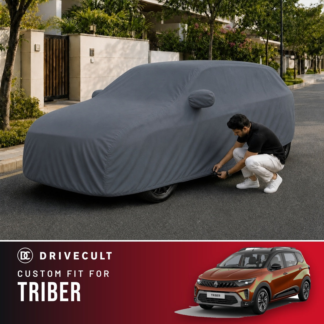 Renault Triber DriveCult Titan custom-fit waterproof car body cover