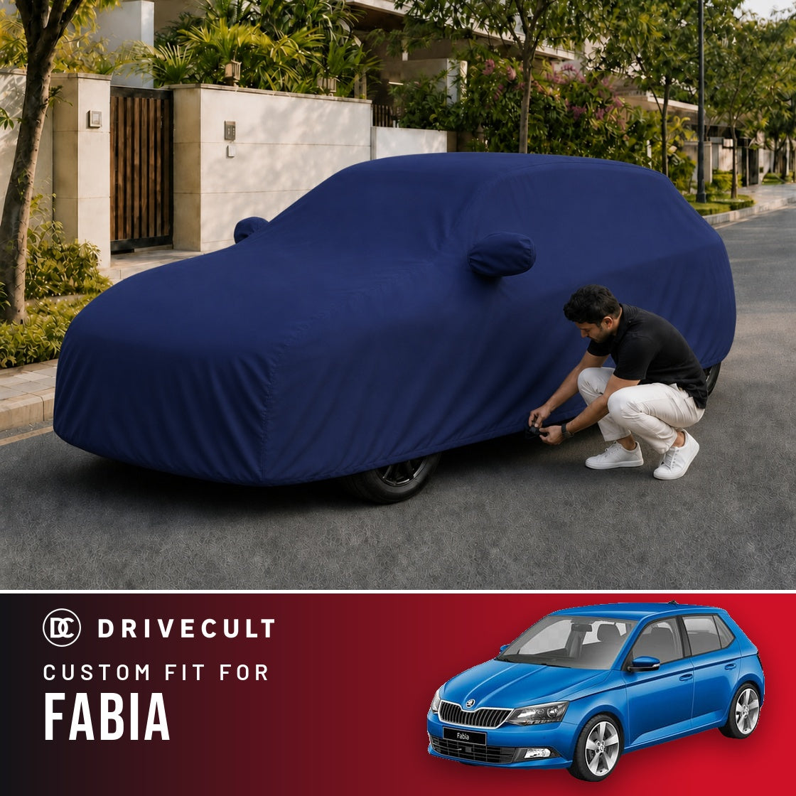 Skoda Fabia DriveCult Storm custom-fit waterproof car body cover