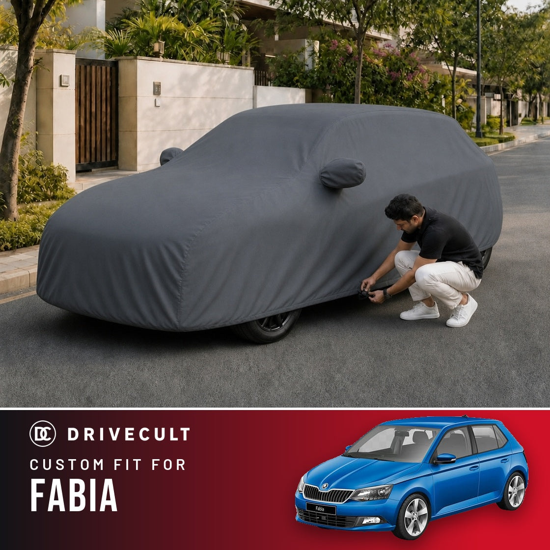Skoda Fabia DriveCult Titan custom-fit waterproof car body cover