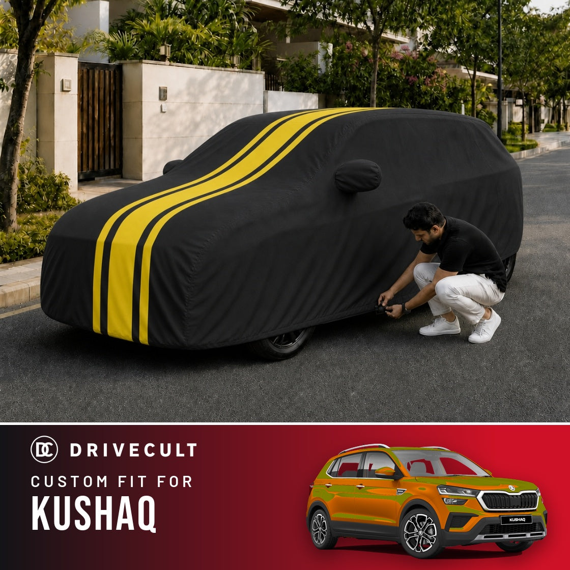 Skoda Kushaq DriveCult Blaze custom-fit waterproof car body cover