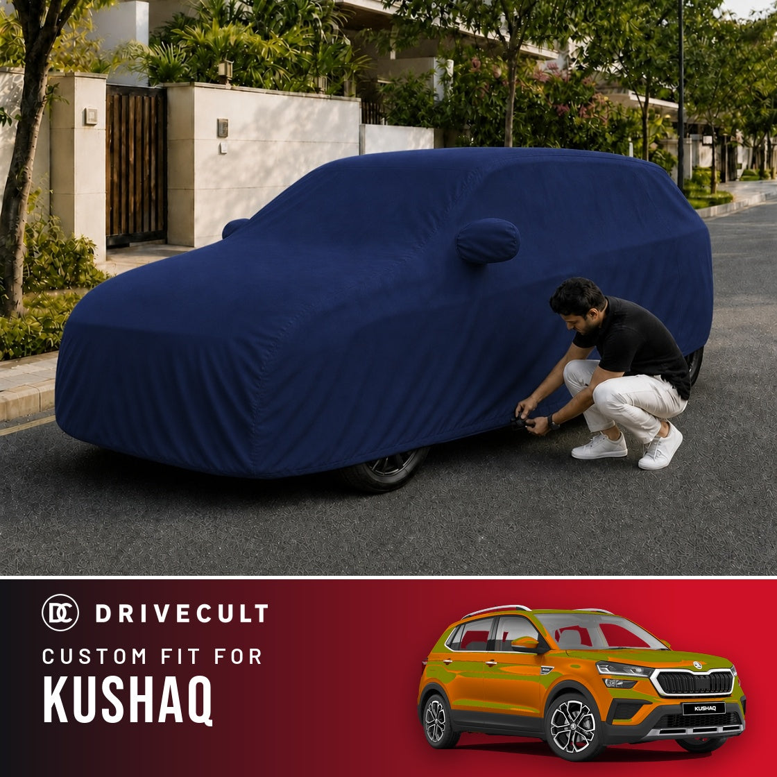 Skoda Kushaq DriveCult Storm custom-fit waterproof car body cover