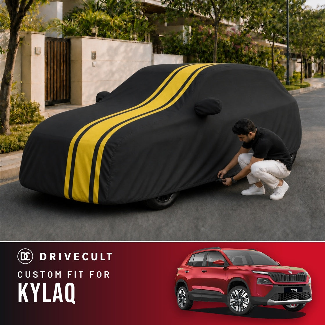 Skoda Kylaq DriveCult Blaze custom-fit waterproof car body cover