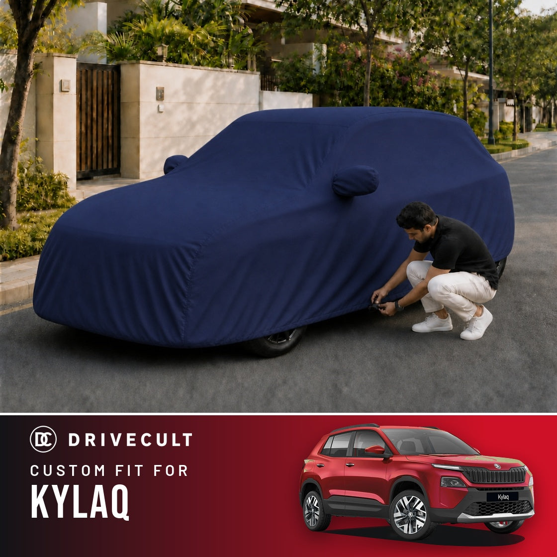 Skoda Kylaq DriveCult Storm custom-fit waterproof car body cover