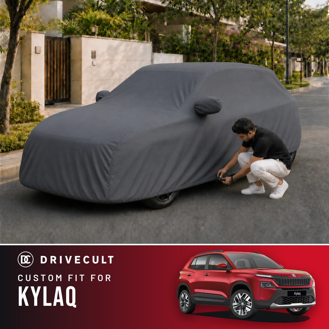 Skoda Kylaq DriveCult Titan custom-fit waterproof car body cover