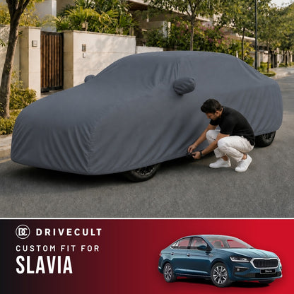 Skoda Slavia DriveCult Titan custom-fit waterproof car body cover