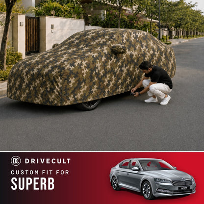 Skoda Superb DriveCult Phantom custom-fit waterproof car body cover