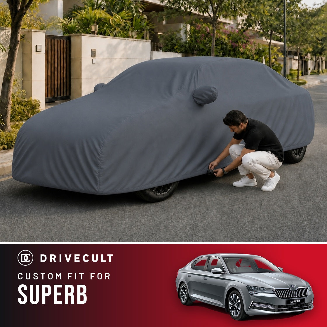 Skoda Superb DriveCult Titan custom-fit waterproof car body cover