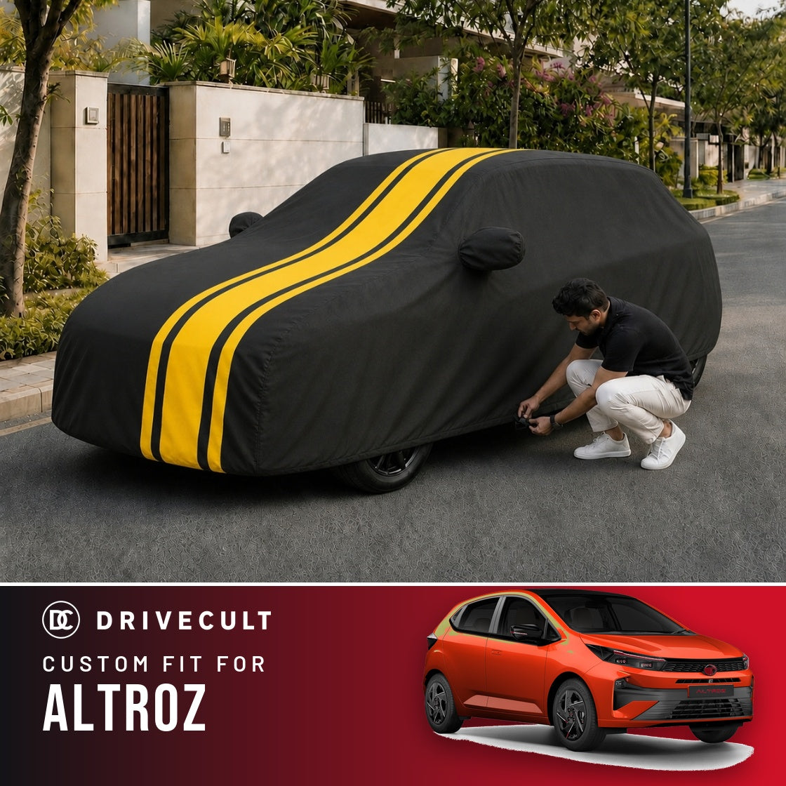 Tata Altroz DriveCult Blaze custom-fit waterproof car body cover