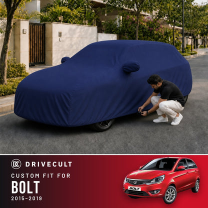 Tata Bolt 2015-2019 DriveCult Storm custom-fit waterproof car body cover