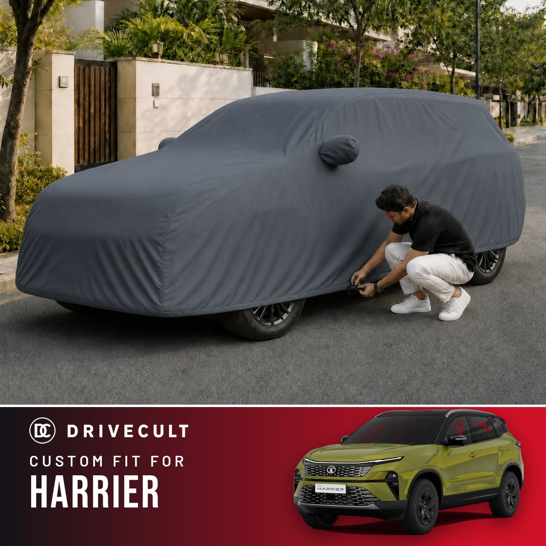 Tata Harrier DriveCult Titan custom-fit waterproof car body cover