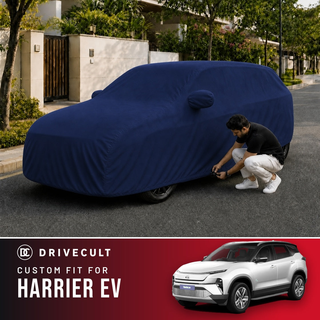 Tata Harrier EV DriveCult Storm custom-fit waterproof car body cover