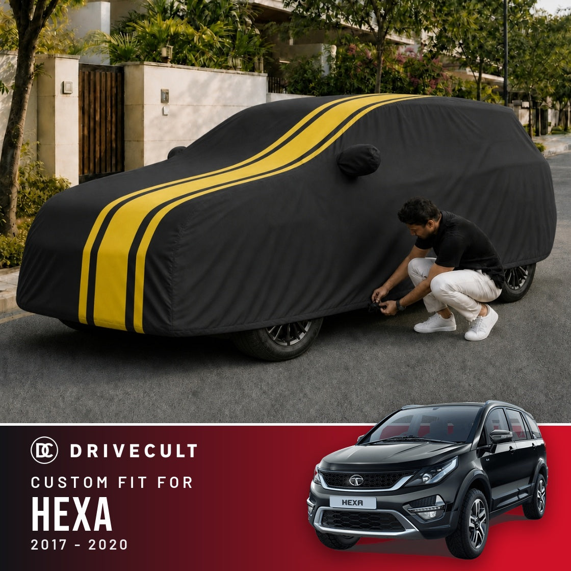 Tata Hexa 2017-2020 DriveCult Blaze custom-fit waterproof car body cover