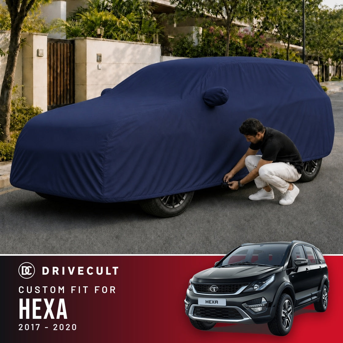 Tata Hexa 2017-2020 DriveCult Storm custom-fit waterproof car body cover