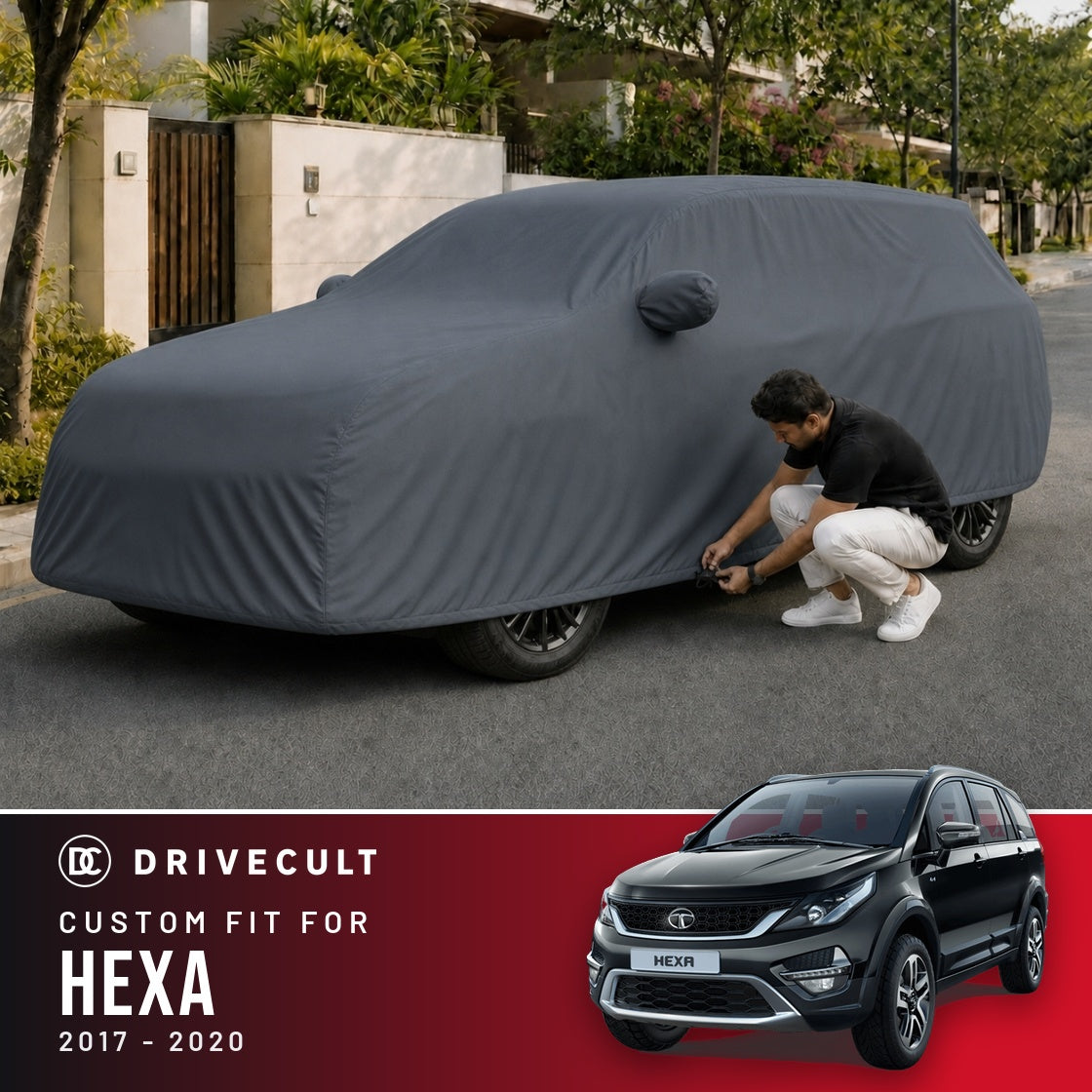Tata Hexa 2017-2020 DriveCult Titan custom-fit waterproof car body cover