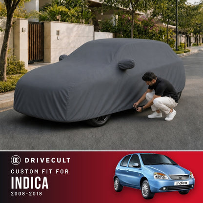 Tata Indica 2008-2018 DriveCult Titan custom-fit waterproof car body cover