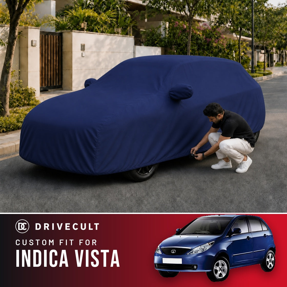 Tata Indica Vista DriveCult Storm custom-fit waterproof car body cover