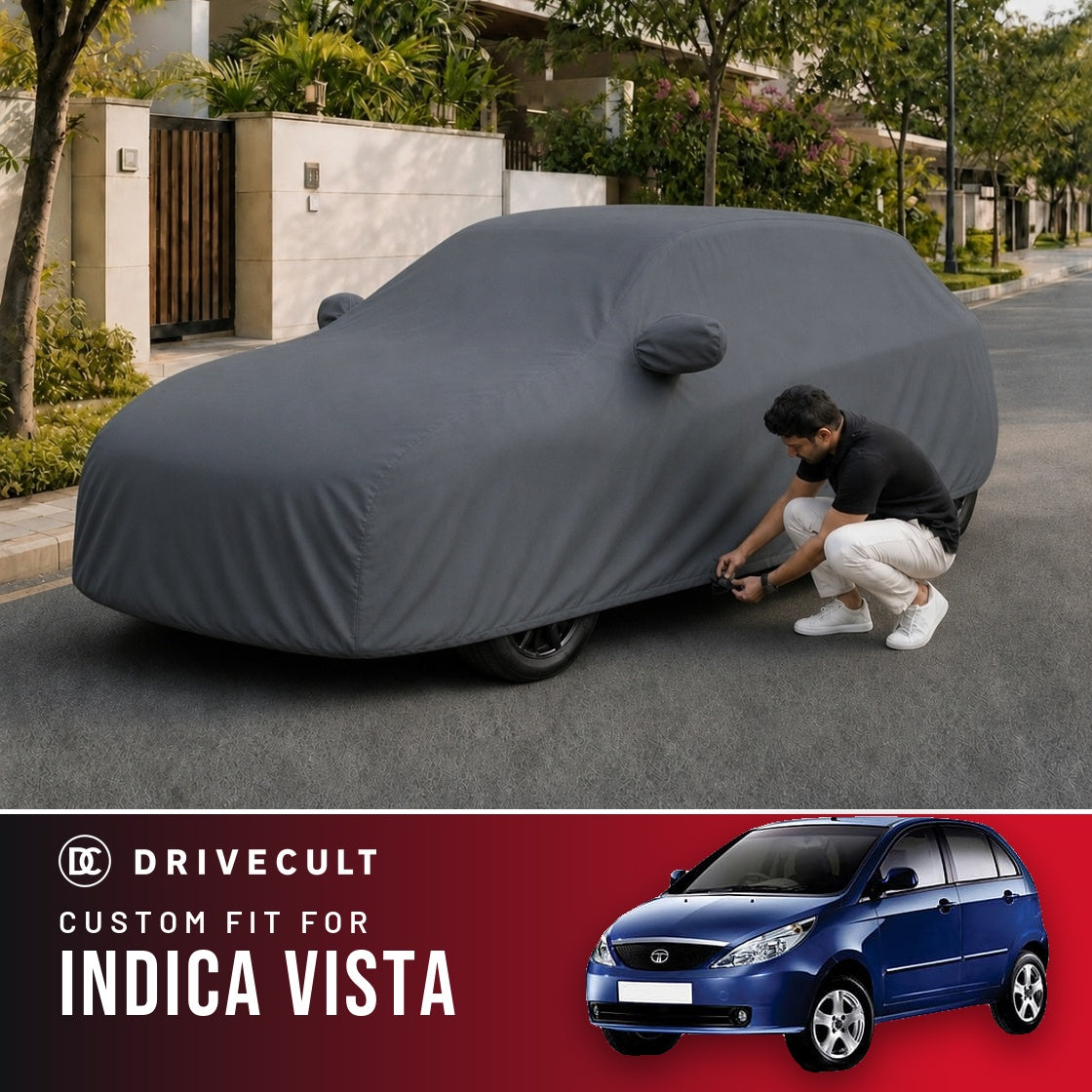 Tata Indica Vista DriveCult Titan custom-fit waterproof car body cover