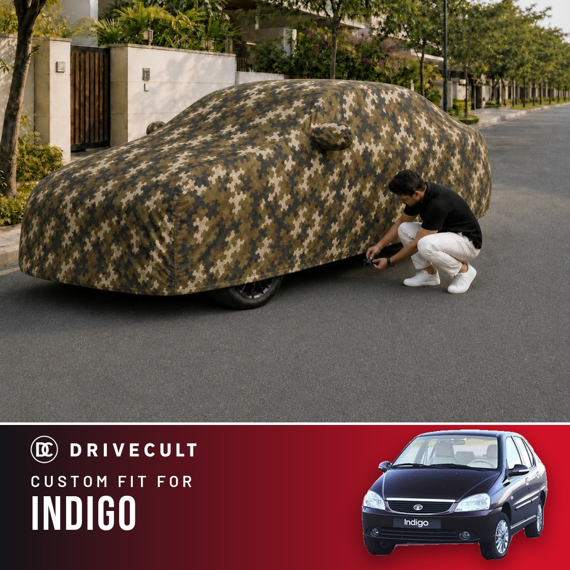Tata Indigo DriveCult Phantom custom-fit waterproof car body cover