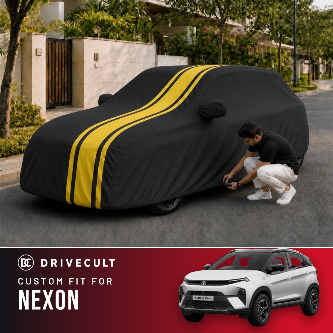 Tata Nexon DriveCult Blaze custom-fit waterproof car body cover