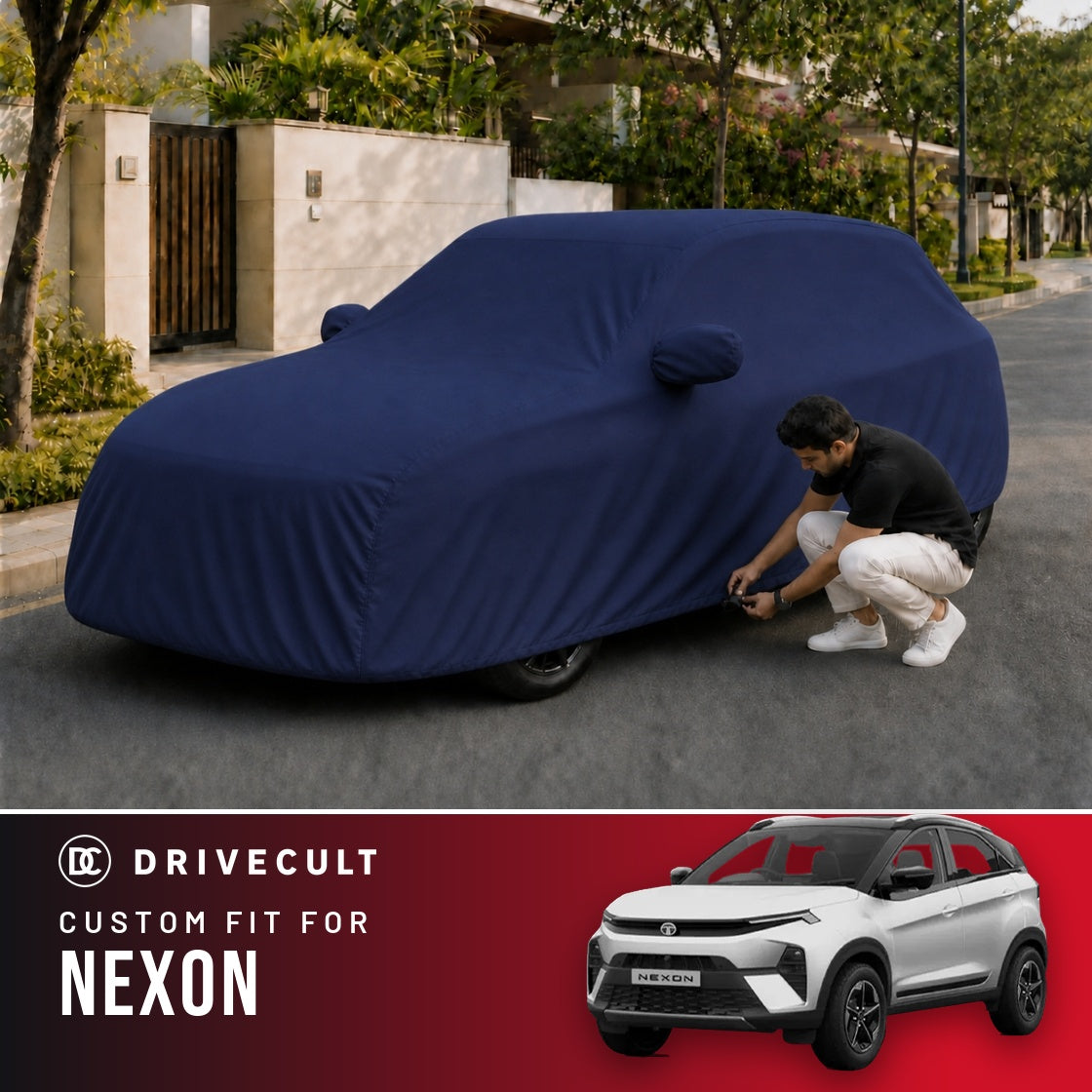 Tata Nexon DriveCult Storm custom-fit waterproof car body cover