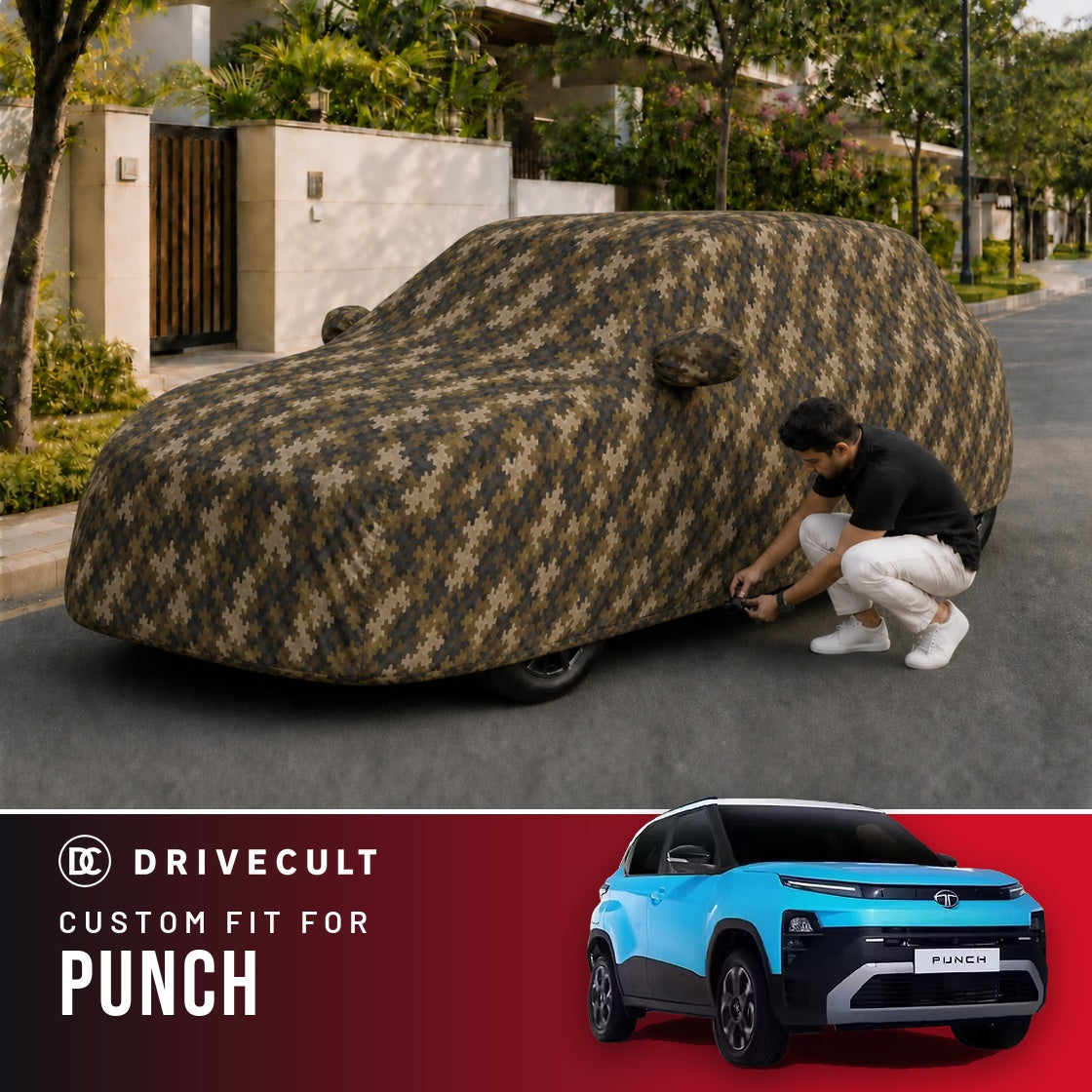 Tata Punch DriveCult Phantom custom-fit waterproof car body cover