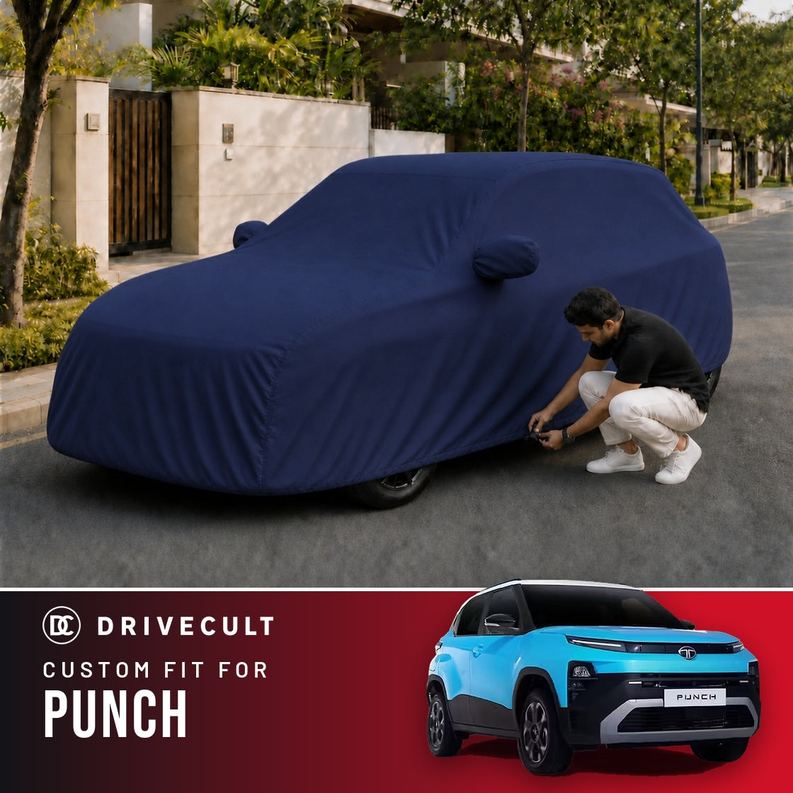 Tata Punch DriveCult Storm custom-fit waterproof car body cover
