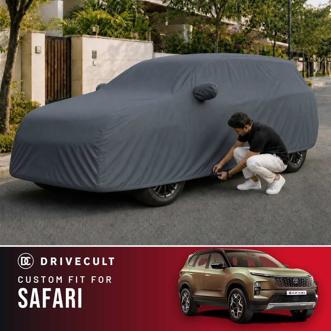 Tata Safari DriveCult Titan custom-fit waterproof car body cover
