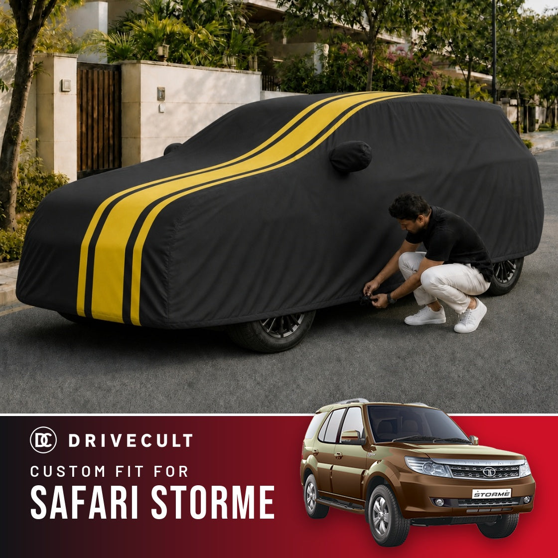 Tata Safari Storme DriveCult Blaze custom-fit waterproof car body cover