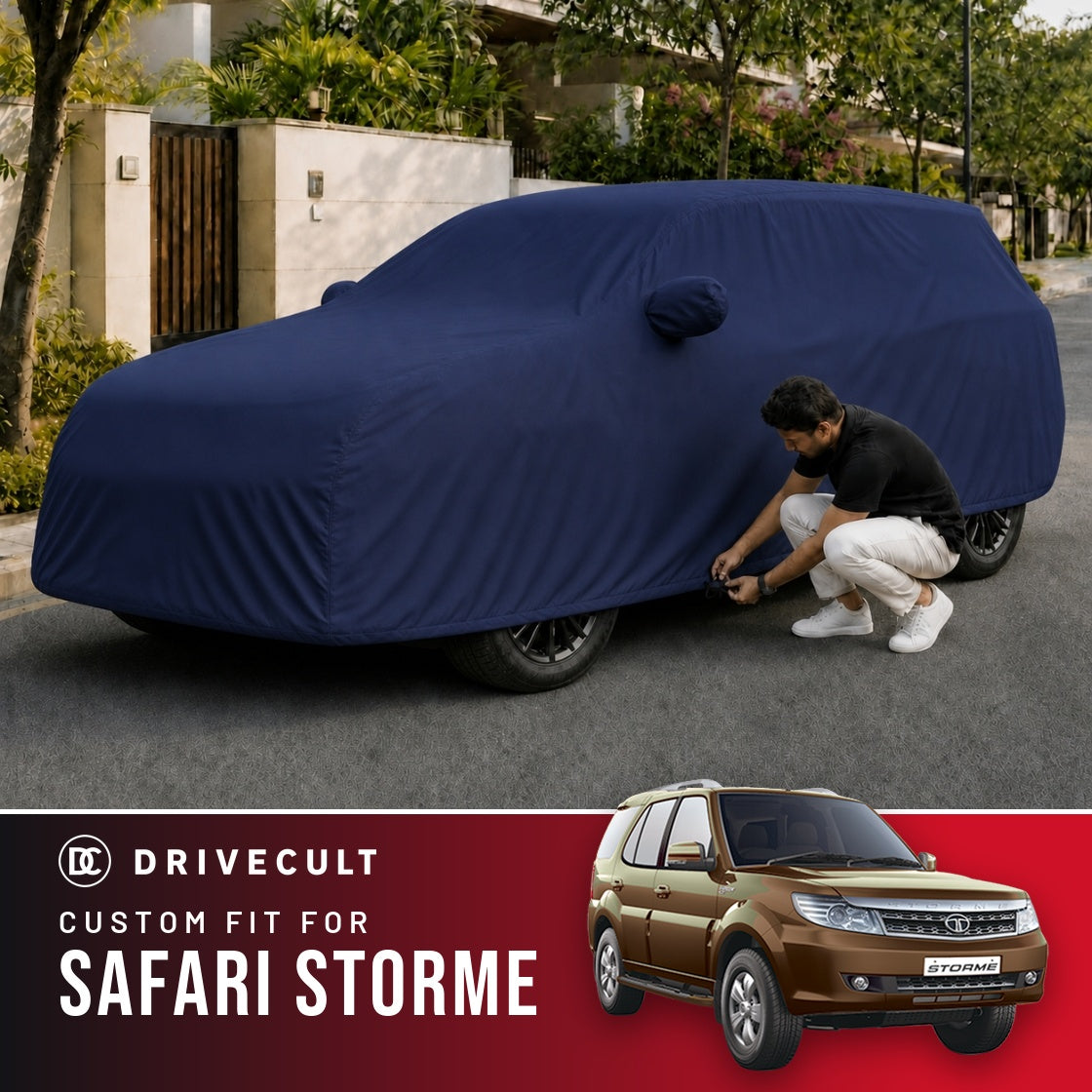 Tata Safari Storme DriveCult Storm custom-fit waterproof car body cover