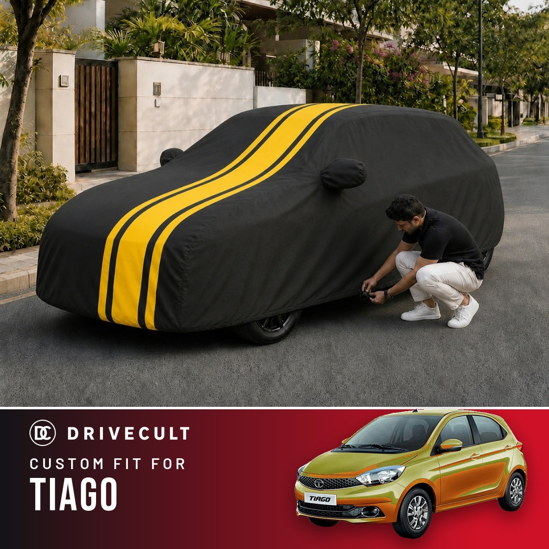 Tata Tiago DriveCult Blaze custom-fit waterproof car body cover