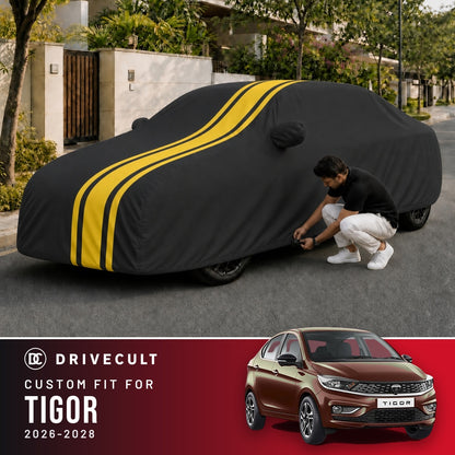 Tata Tigor 2026-2028 DriveCult Blaze custom-fit waterproof car body cover
