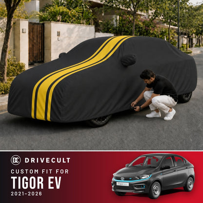 Tata Tigor EV 2021-2026 DriveCult Blaze custom-fit waterproof car body cover