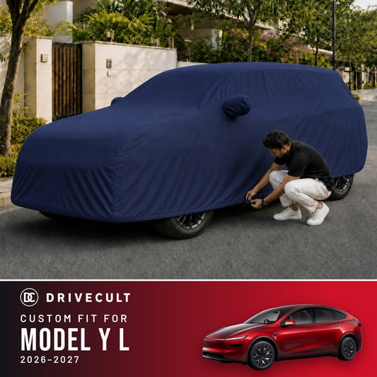 Tesla Model Y L 2026-2027 DriveCult Storm custom-fit waterproof car body cover