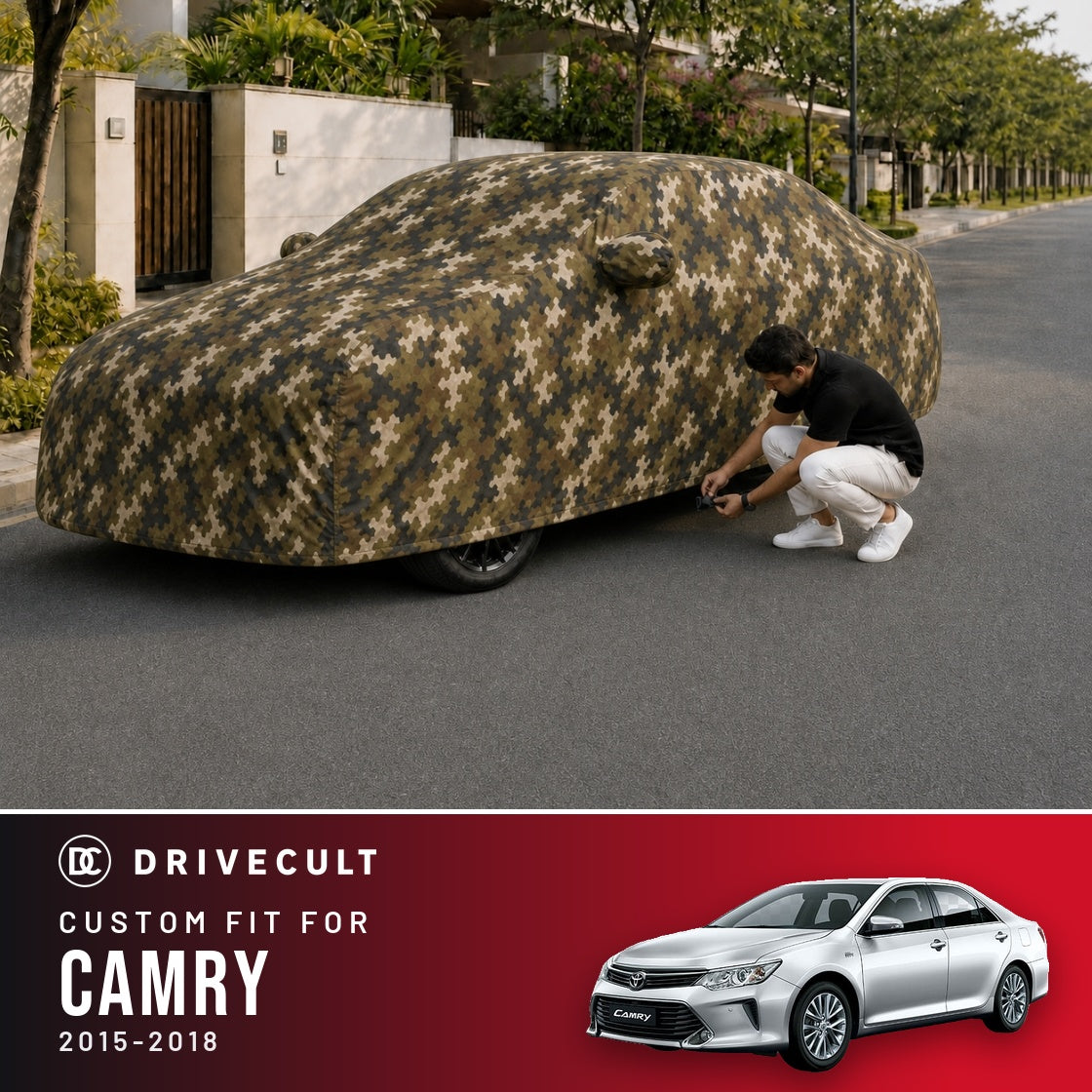Toyota Camry 2015-2018 DriveCult Phantom custom-fit waterproof car body cover