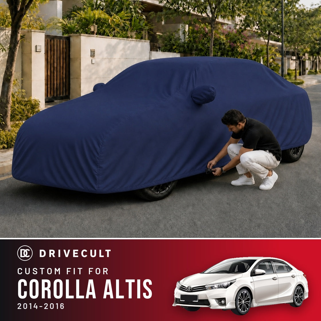 Toyota Corolla Altis 2014-2016 DriveCult Storm custom-fit waterproof car body cover