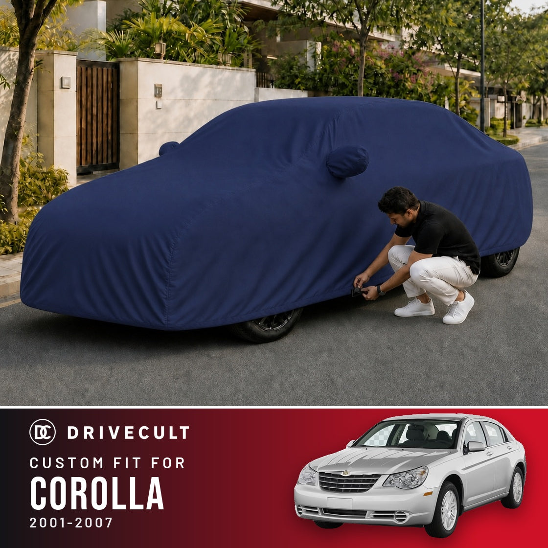 Toyota Corolla 2001-2007 DriveCult Storm custom-fit waterproof car body cover
