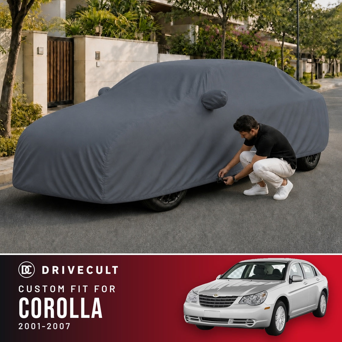 Toyota Corolla 2001-2007 DriveCult Titan custom-fit waterproof car body cover