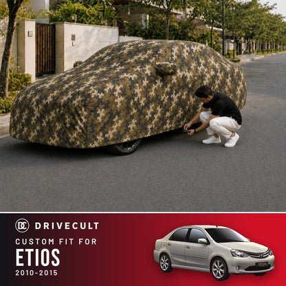 Toyota Etios 2010-2015 DriveCult Phantom custom-fit waterproof car body cover