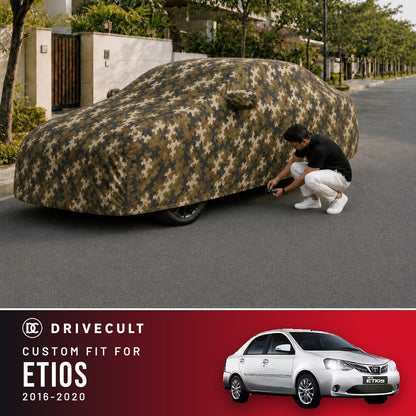 Toyota Etios 2016-2020 DriveCult Phantom custom-fit waterproof car body cover