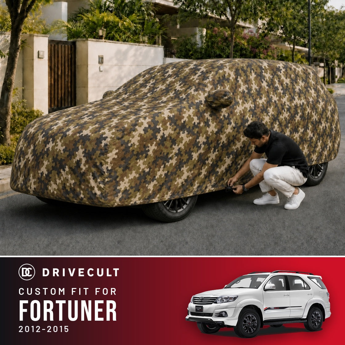 Toyota Fortuner 2012-2015 DriveCult Phantom custom-fit waterproof car body cover