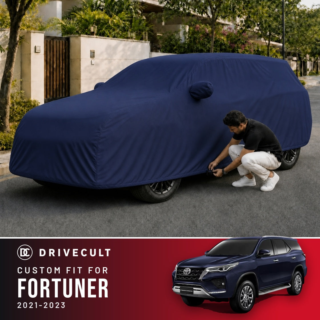Toyota Fortuner 2021-2023 DriveCult Storm custom-fit waterproof car body cover