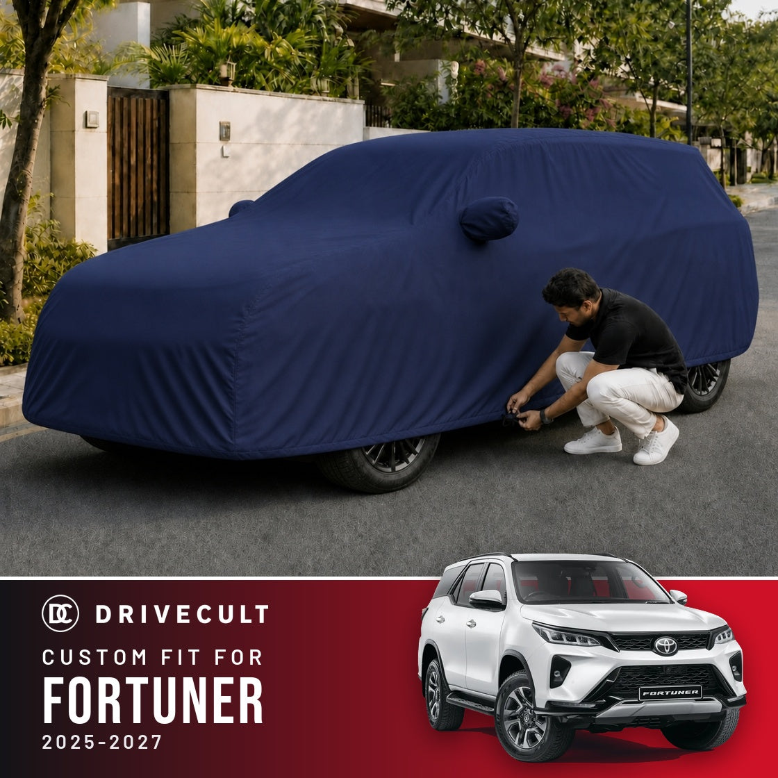 Toyota Fortuner 2025-2027 DriveCult Storm custom-fit waterproof car body cover