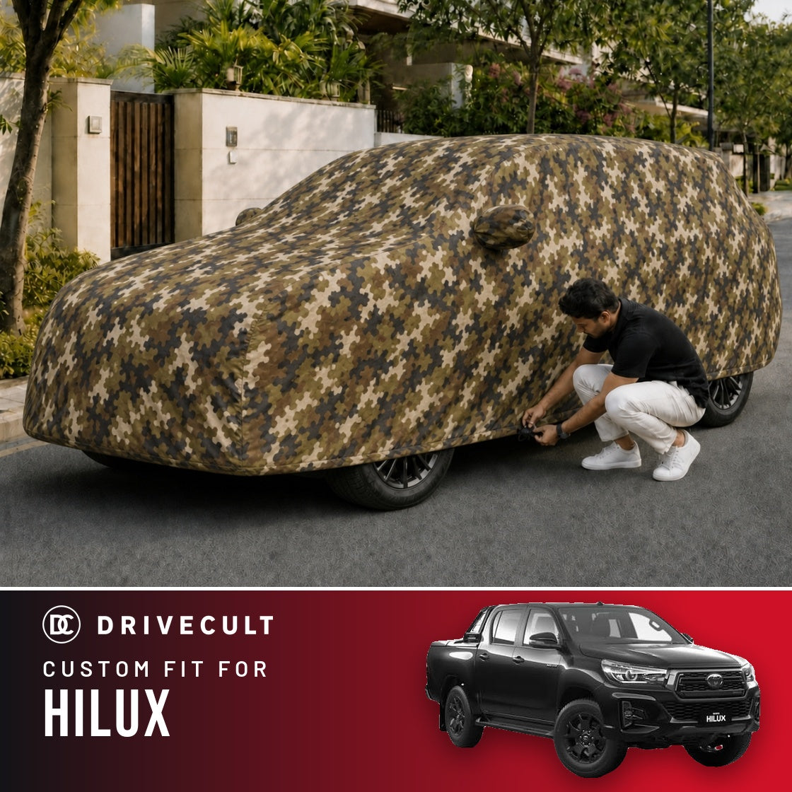 Toyota Hilux DriveCult Phantom custom-fit waterproof car body cover