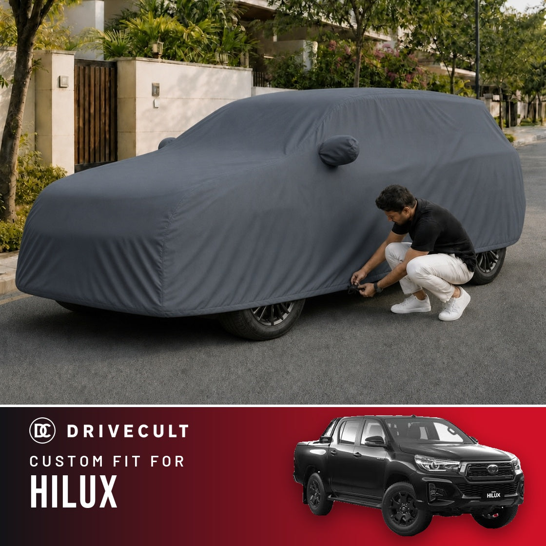 Toyota Hilux DriveCult Titan custom-fit waterproof car body cover